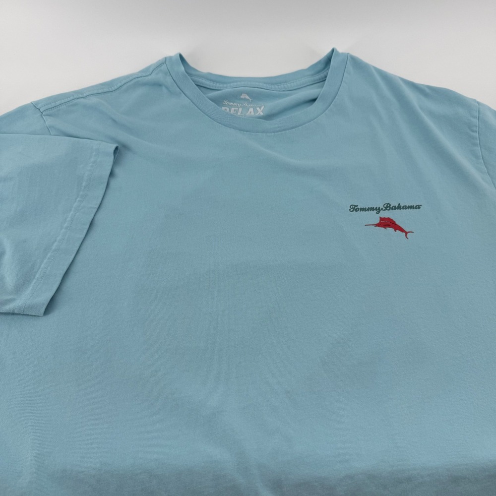 Tommy Bahama Relax Mens 2XT Light Blue Cotton Marlin Logo T-Shirt UPF 50